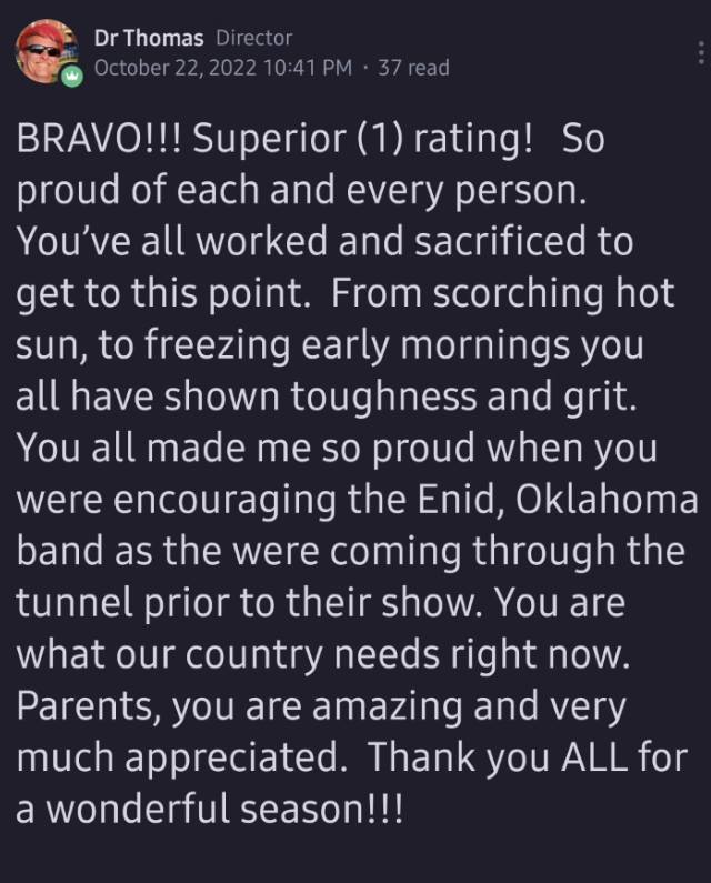 Superior (1) Rating!  message from Bill Thomas