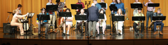 Shawnee Mission West Overland Express Jazz Band on stage at the 2025 Spring Band Concert