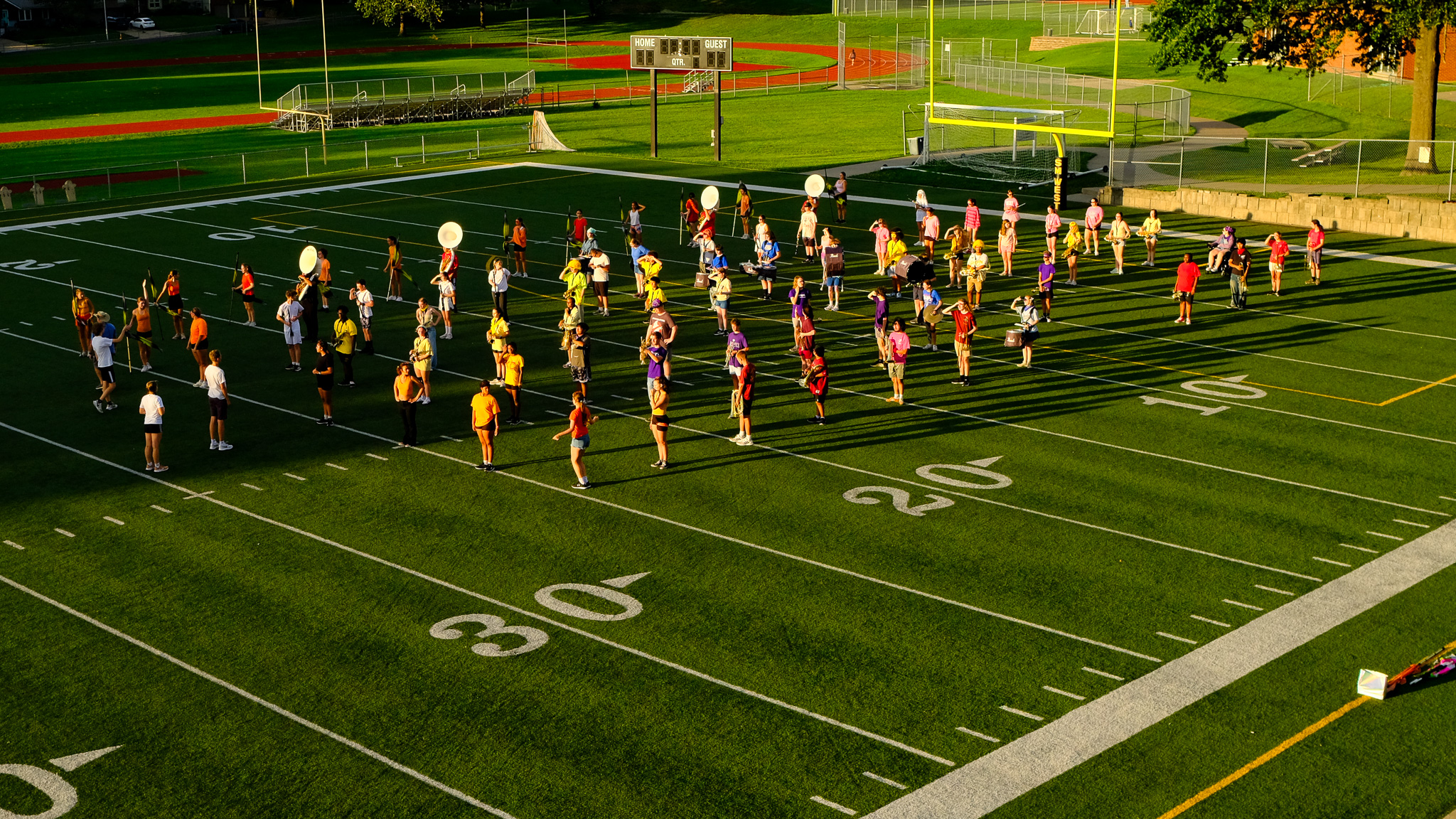Shawnee Mission West Band on the field at their Band Camp Exhibition